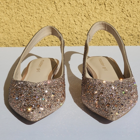 Madden Girl Women's Rose Rhinestone Pointed Toe Slingback Flats Size 7.5 - Picture 2 of 10
